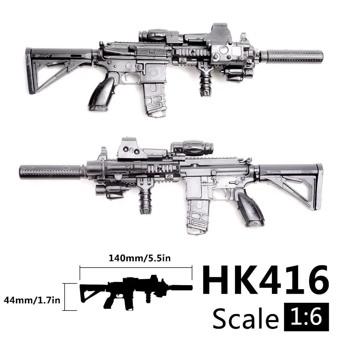 1:6 PUBG M416 HK416 Rifle Assembly Gun Model