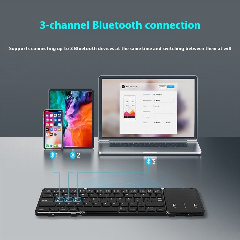 Mobile Phone Tablet Folding Bluetooth Keyboard Portable Mute
