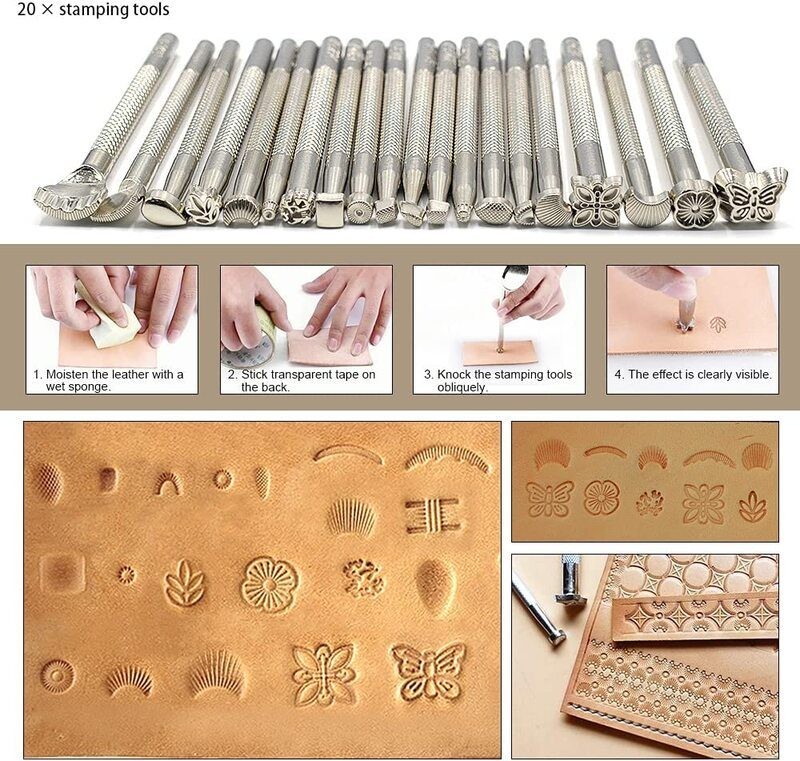 59pcs Leather Repair Stitching Carving Sewing Working Craft Tools Kit