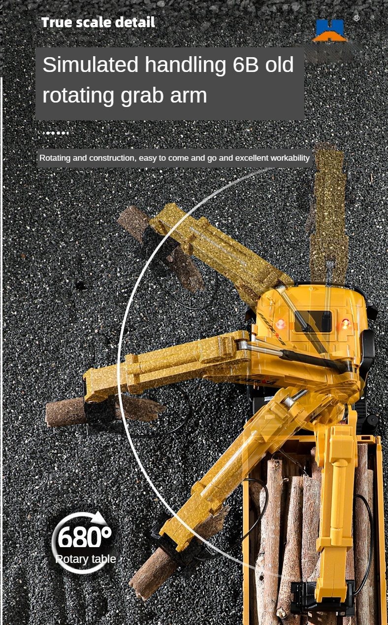 HUINA 1575 1:14 Remote Control Timber Grab Truck, 2.4GHZ.