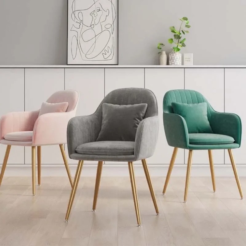 Hot Sale Modern Colorful Pink Armrest Dining Chairs