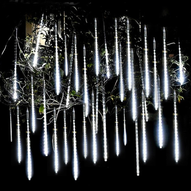 LED Meteor Shower Fairy String Lights - 8 Tubes, 30/50cm