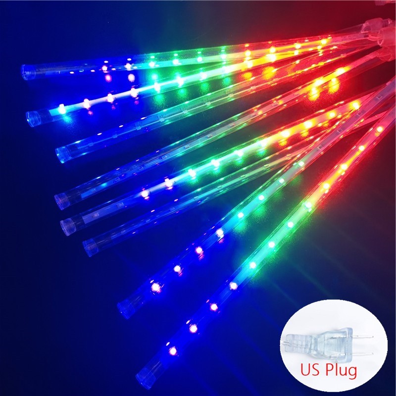 LED Meteor Shower Fairy String Lights - 8 Tubes, 30/50cm