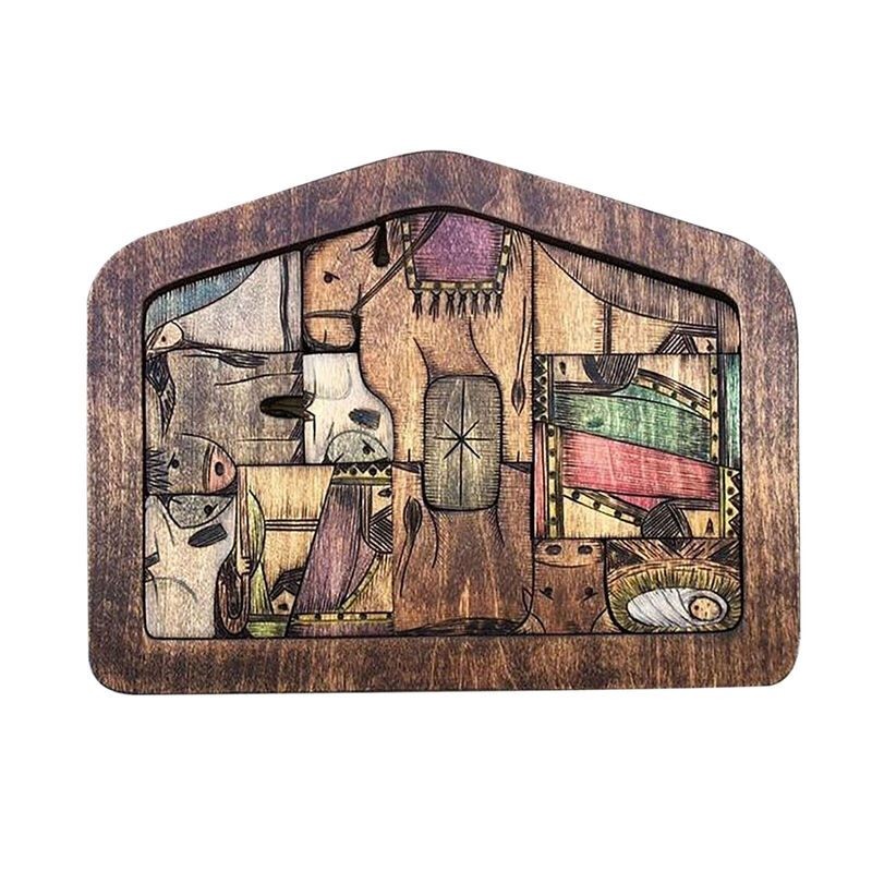Nativity Puzzle Wood Burned Design Wooden Jesus Puzzle Game Toy L