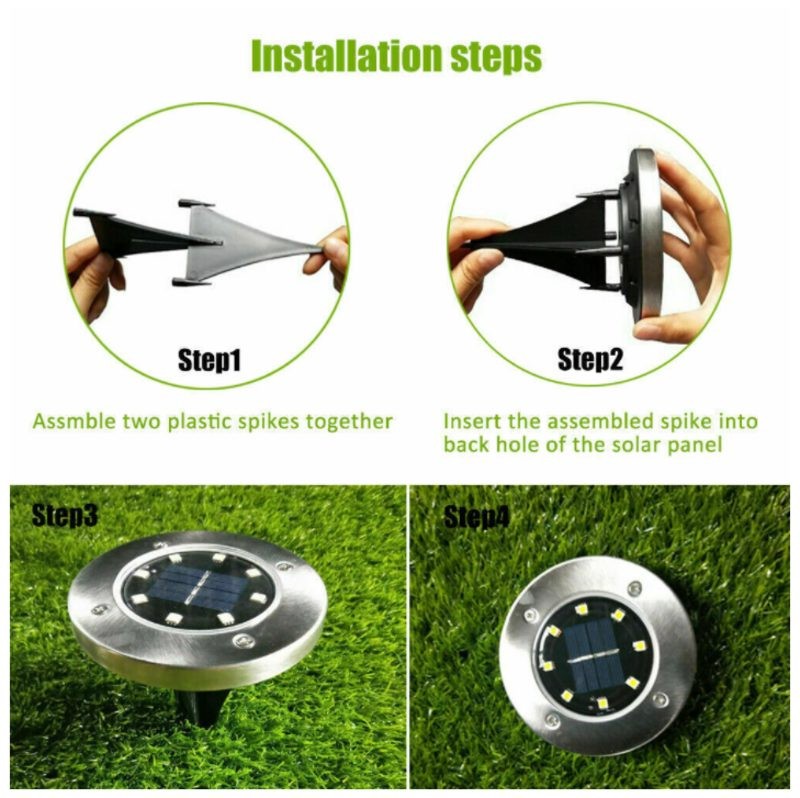 Solar Lights Outdoor Garden Under Ground Lamps Cool Daylight