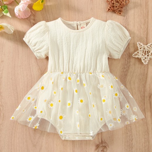 New Mesh Skirt Puff Sleeve Bottom-covering Rompers