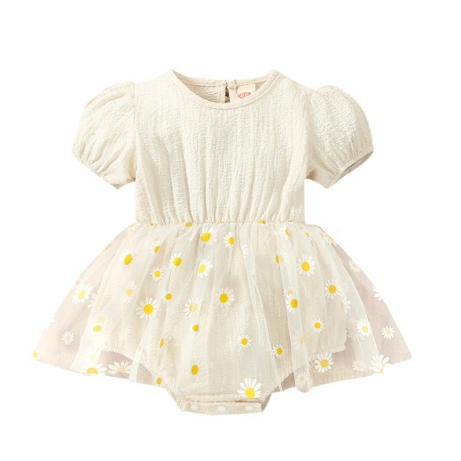New Mesh Skirt Puff Sleeve Bottom-covering Rompers