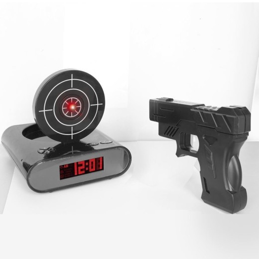 Battery Model Creative Novelty Shooting Toy Lazy Wake Up Alarm Clock