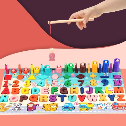 Wooden Toys Baby Cognitive Number Letter Shape Boys And Girls Early Education Puzzle