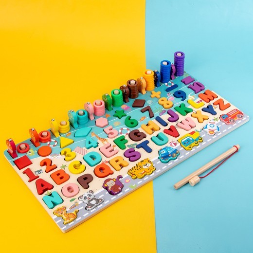 Wooden Toys Baby Cognitive Number Letter Shape Boys And Girls Early Education Puzzle