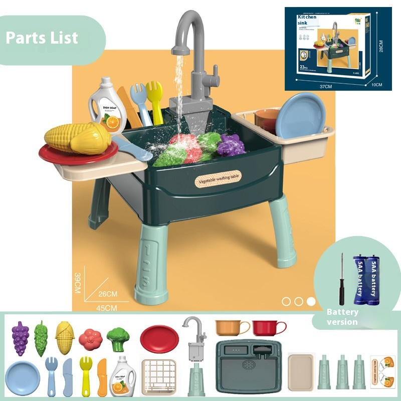 Children's Dishwasher Automatic Water Outlet Washing Basin Play House Kitchen Toys