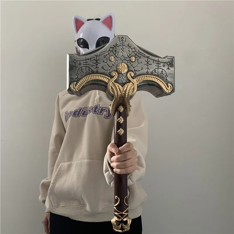 God of War 4 Cosplay Thor's Hammer Thunder Stormbreaker Flame Tomahawk Axe Prop Weapon