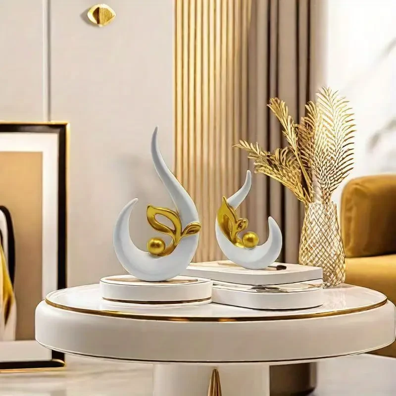Golden Accents Art Deco Resin Sculptures Set of 2