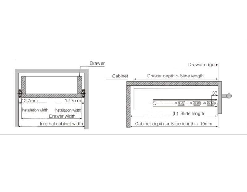 450mm Drawer Runner Soft Close
