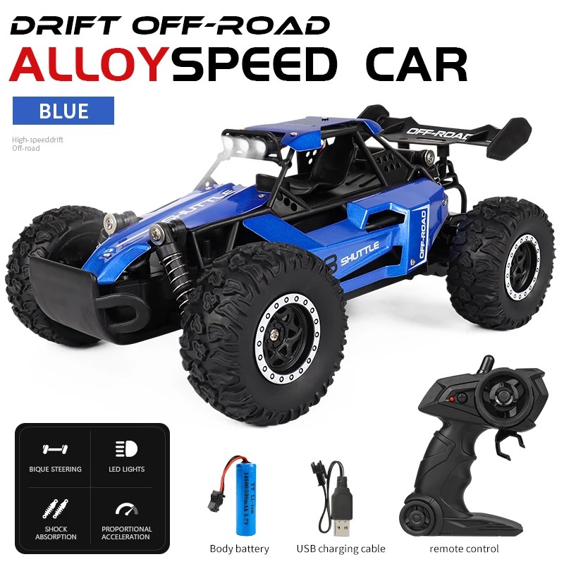 1:16 High Speed Off-Road RC Car - 2WD with LED Light