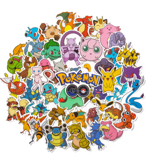50pcs Japanese Pokemon Anime Stickers Waterproof Laptop Suitcase Bicycle Cute Sticker Packs Mix Kawaii Cartoon Decals Toy