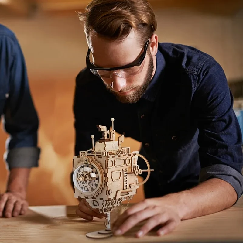 Wooden submarine puzzle