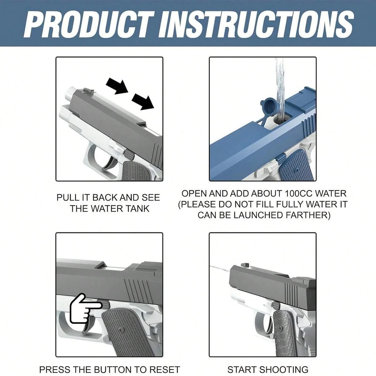 M1911 Water Guns Pistol Toy Squirt Guns Summer Pool Beach Shooting Games Outdoor Toys