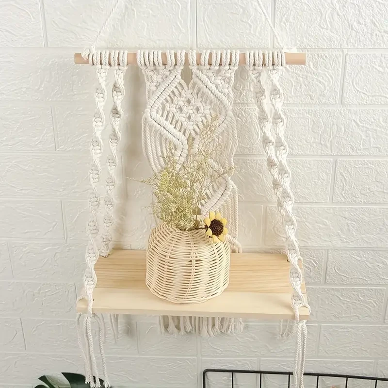 Boho Chic Macrame Wall Hanging Shelf