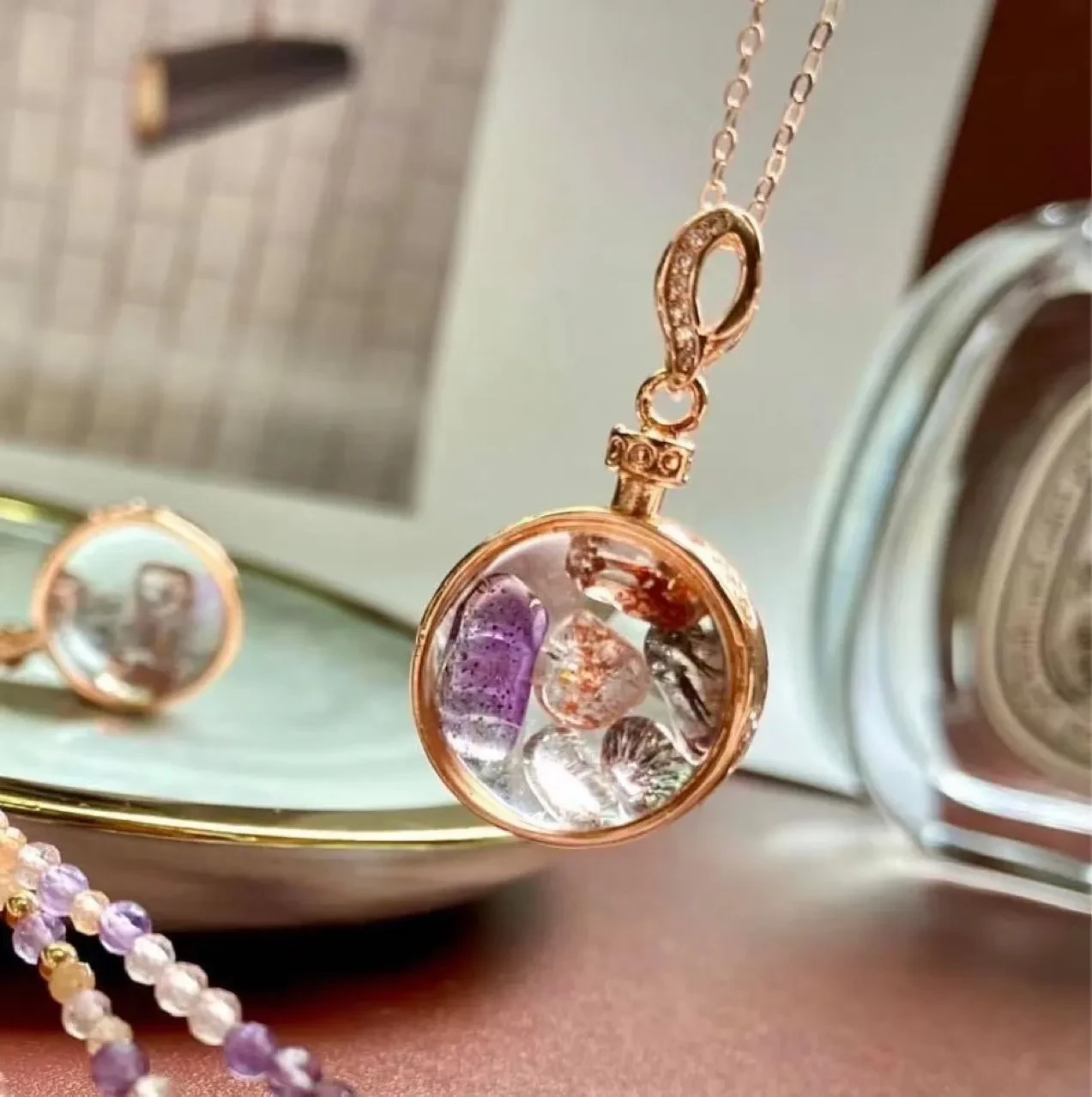 Super Seven Small Rough Stone Pendant Women's Crystal Necklace Small Pendant