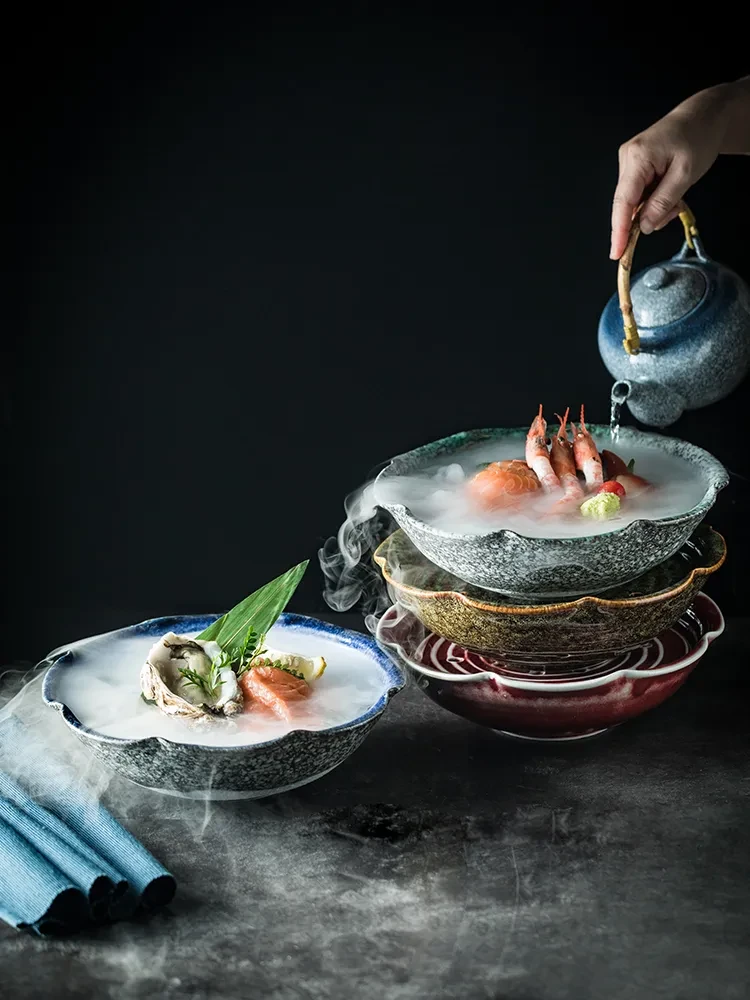 Dry Ice Sashimi Plate Seafood Ceramic Plate