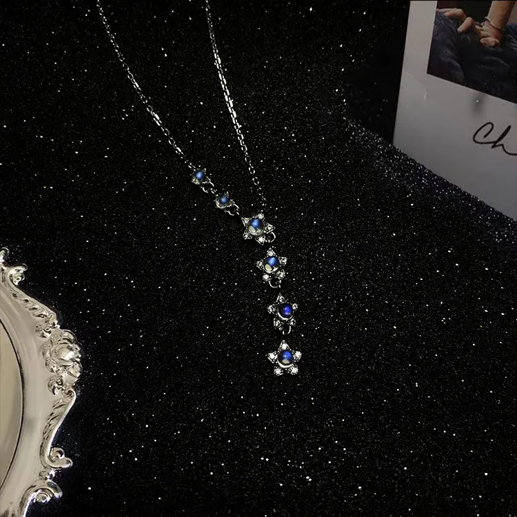 Natural Blue Moonstone Star Meteor Pendant Natural Blue Moonstone Star Meteor Pendant