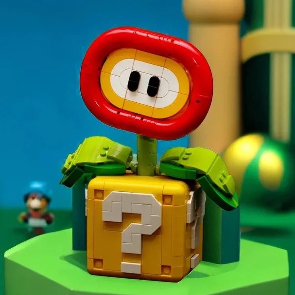 Piranha Plant Model Fits Flame Flower, Assembled Building Block Brick, Educational Toys