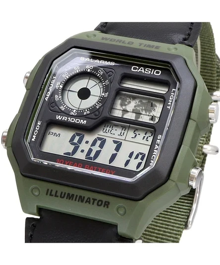 Casio World Time Alarm Digital AE-1200WHB-3BV Men's Watch