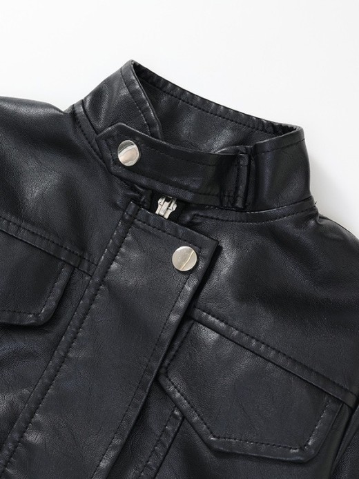 Short Stand Collar Jacket Top Motorcycle Clothing