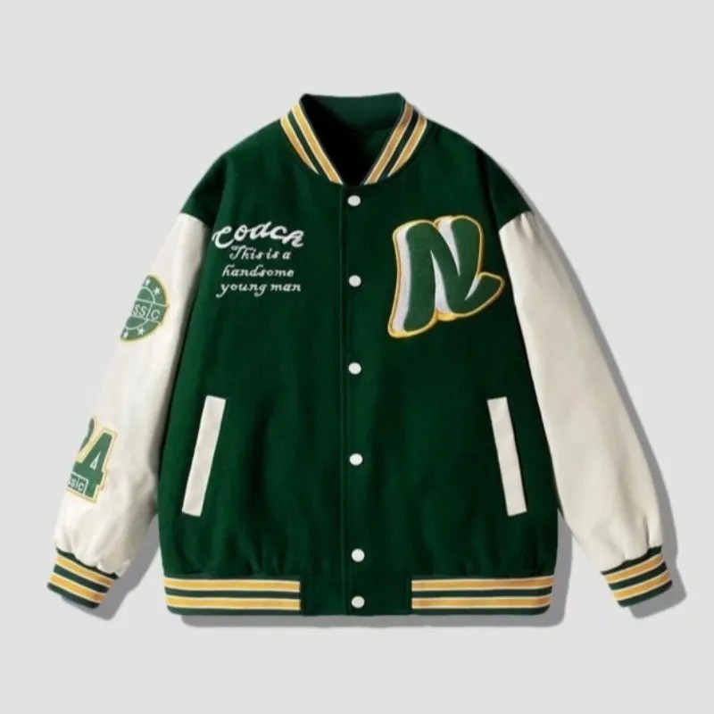 Street Letter Embroidered Baseball Jacket for Men