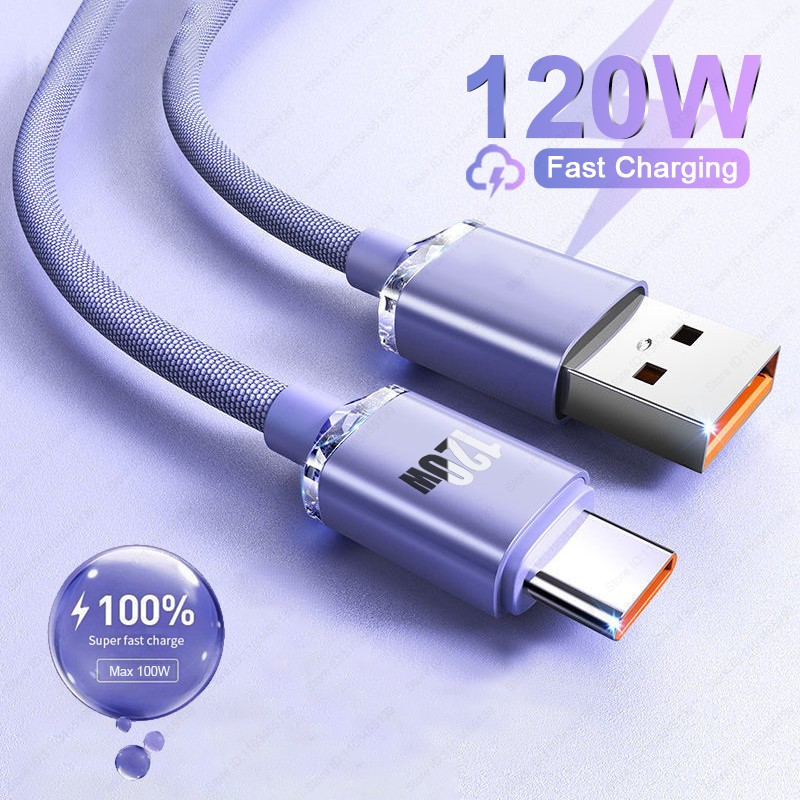 120W 6A Fast Charge USB Type-C Cable - Quick Charge Data Cable
