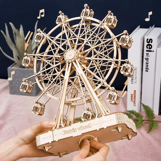 Rowood 3D Puzzles For Adults Model Kits For AdultsWooden Music BoxDIY Craft Kits For Adults Teen Boy Gifts On Birthday Christmas Ferris Wheel