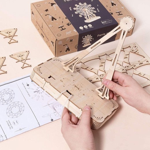 Rowood 3D Puzzles For Adults Model Kits For AdultsWooden Music BoxDIY Craft Kits For Adults Teen Boy Gifts On Birthday Christmas Ferris Wheel