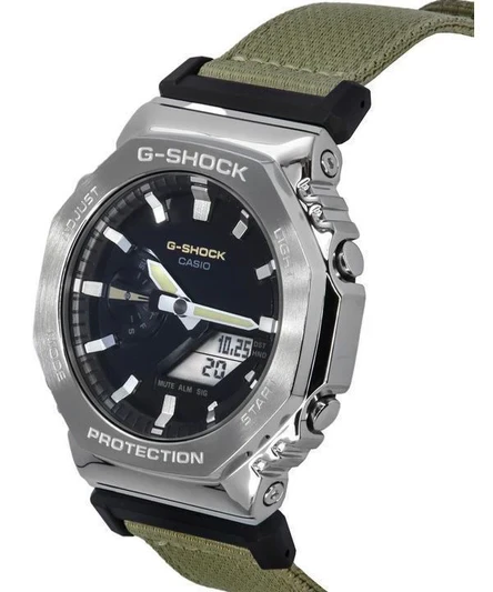 Casio G-Shock Utility Metal Collection Analog Digital Cloth Strap Black Dial Quartz GM-2100C-5A 200M Mens Watch