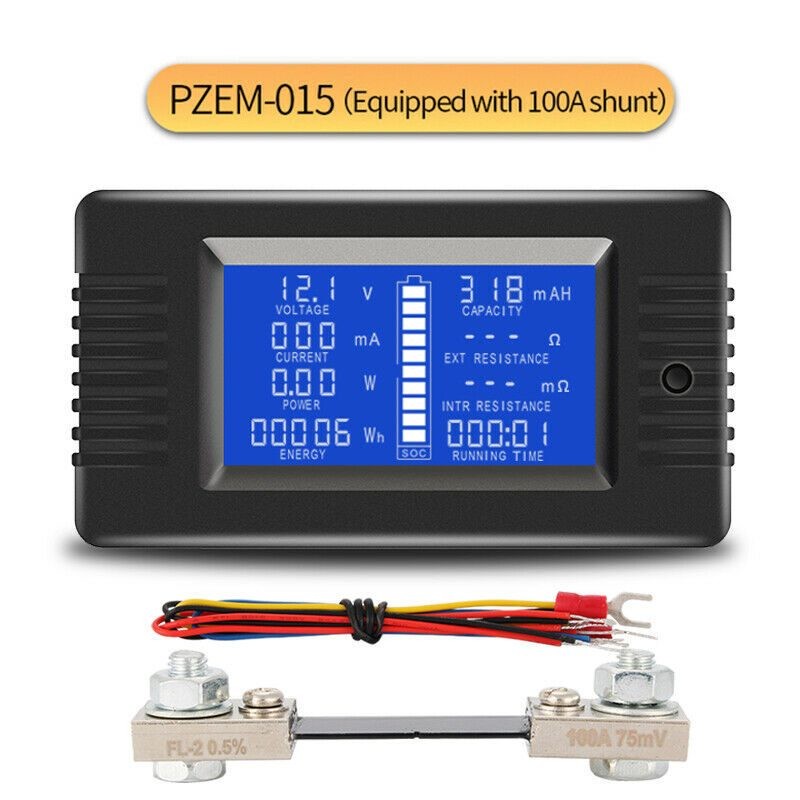 Battery Monitor Current Power Meter 100A Shunt