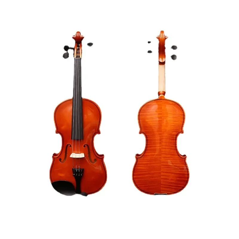 Tiger Pattern Basswood Students Practice Violin With Triangle Case Bow Rosin