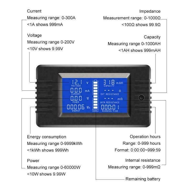 Battery Monitor Current Power Meter 200A Shunt