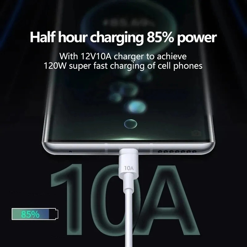 10A 120W Super Fast Charging USB Type-C Cable