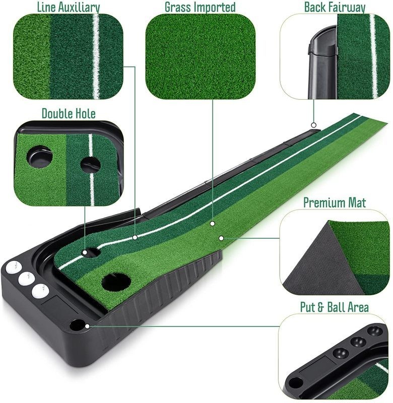PGM Golf Putting Green Putting Trainer Mat Ball Auto Return