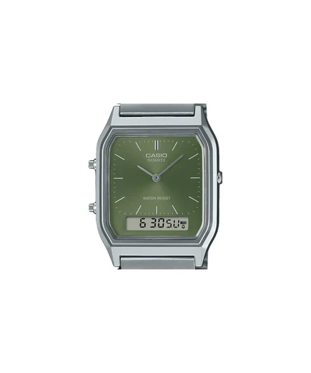 Casio Vintage Analog Digital Green Dial Dual Time Quartz AQ-230A-3AMQY Unisex Watch