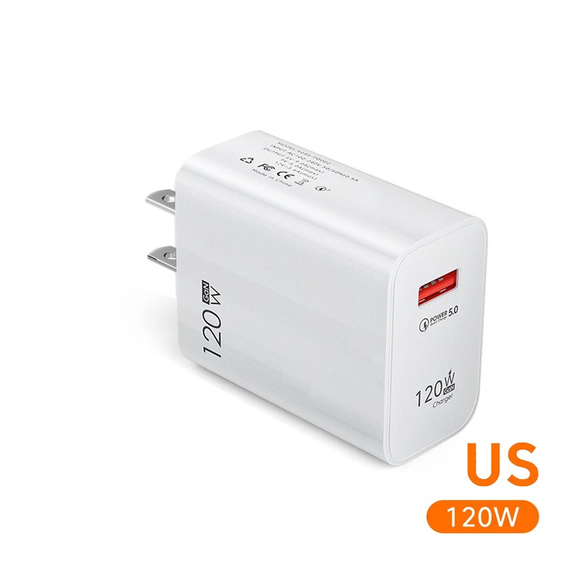 Original 120W Ultra Fast Charger with 6A Type-C USB Turbo Charging Cable