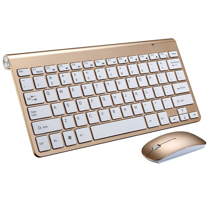 Keyboard Mouse Wireless Combo Gold