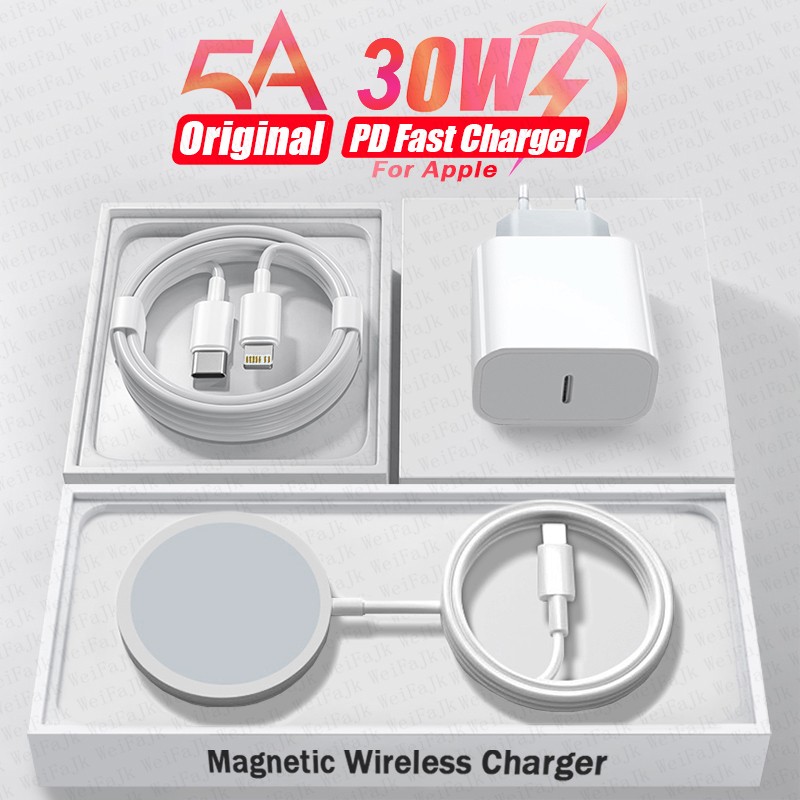 Apple MagSafe Wireless Charger - Fast Charging with Type-C Lightning Cable