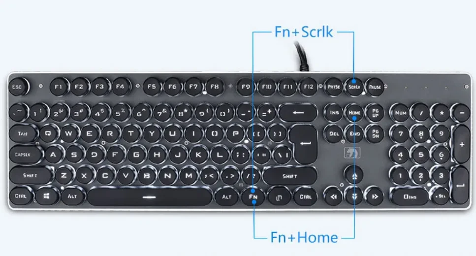 Wired Gaming Keyboard Manipulator Computer Desktop Home Punk Retro Luminous Keyboard
