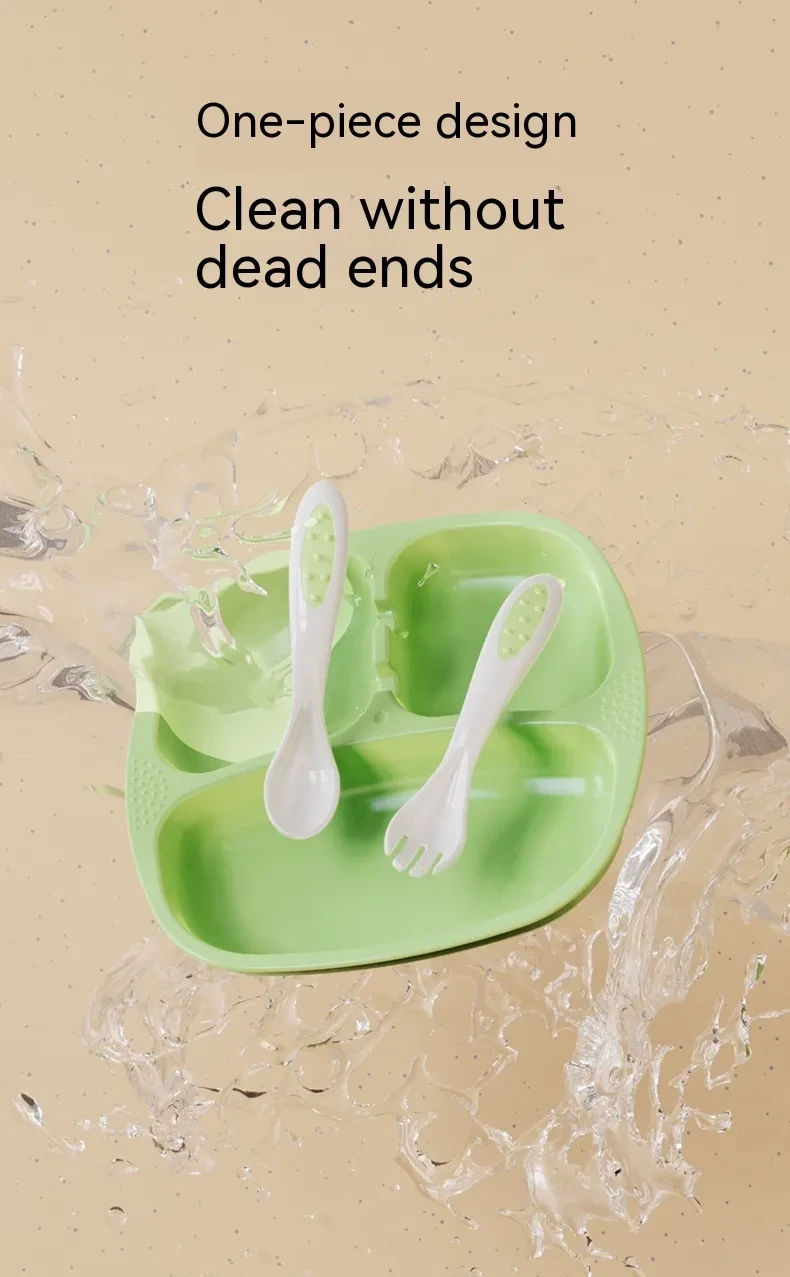 Baby Eating Special Solid Food Bowl Drop-resistant Three Grid Divided Plate