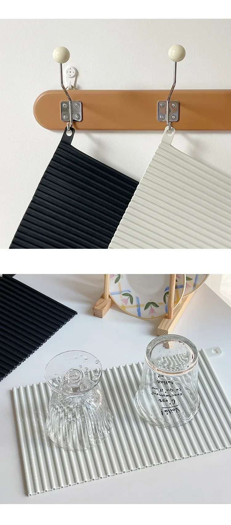 Simple Silicone Draining Pad Heat Insulation Easy Cleaning Non-slip Fixed Cushion