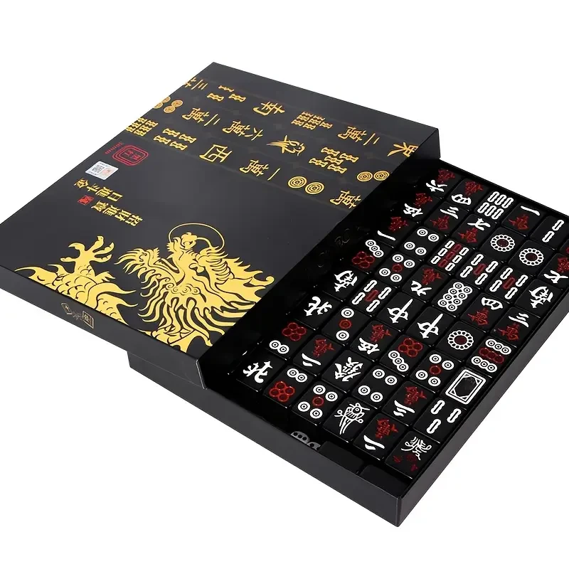 Black Golden Mahjong High Quality Portable Chinese Mahjong