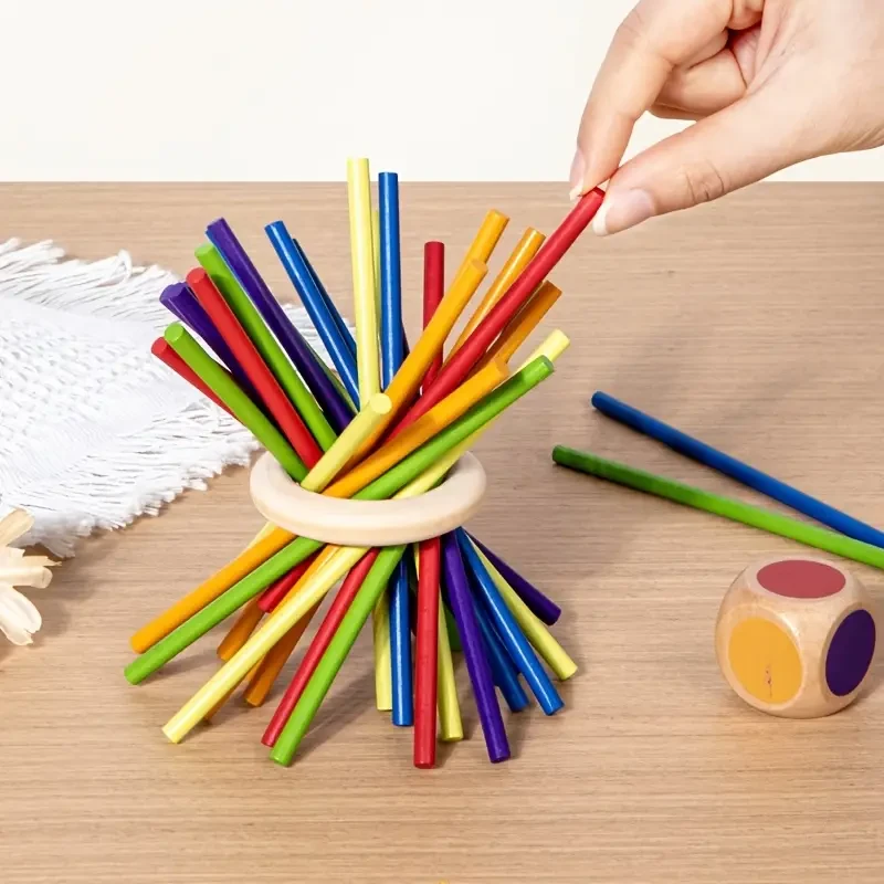 A Wooden Stacking Game That Helps Distinguish Colors And Shapes