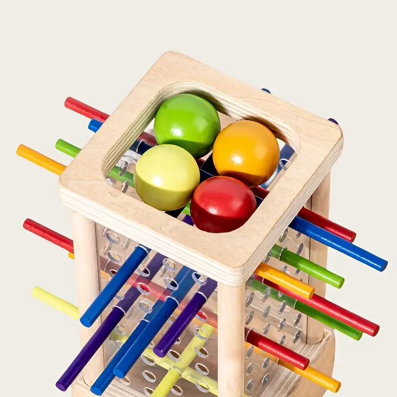 A Wooden Stacking Game That Helps Distinguish Colors And Shapes