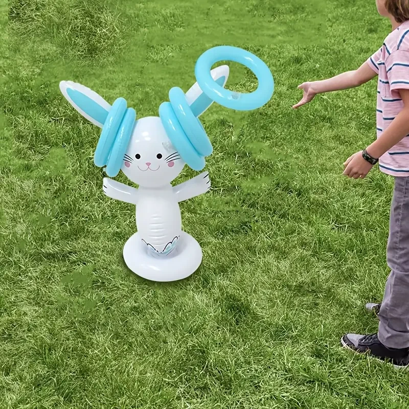 1 Set Easter Bunny Inflatable Ring Toss Game